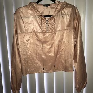 Pink Windbreaker Lightweight Cropped